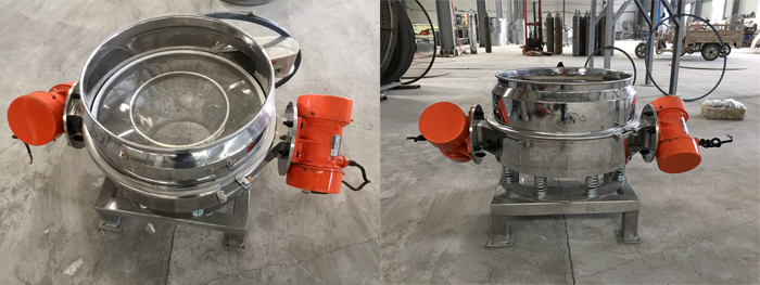 面粉振動(dòng)篩粉機(jī)細(xì)節(jié):篩網(wǎng)展示,振動(dòng)電機(jī)展示。